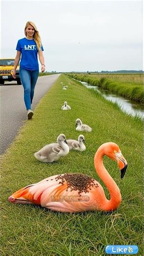FAITH IN HUMANITY RESTORED! Kind woman saves a Flamingo and Her Chicks by the Roadside #animalrescue