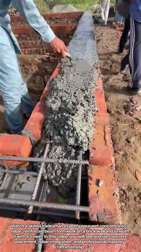"Satisfying Concrete Tie Beam Pouring & Leveling Work"#shorts