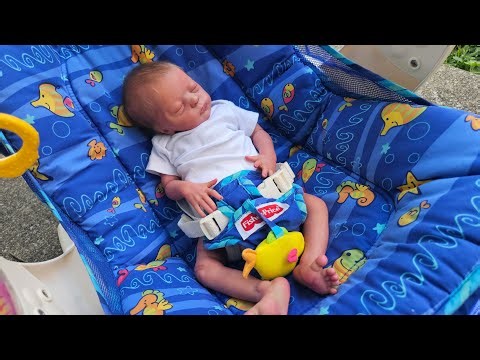 Reborn Baby Swinging Outside
