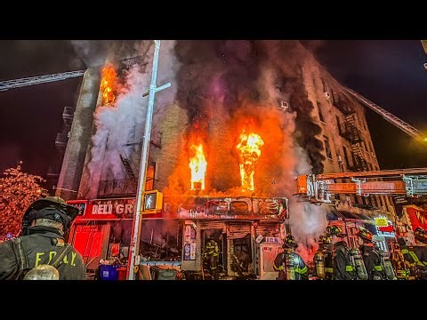 **HEAVY FIRE on All Floors** 5-Alarm Inferno Engulfs 5-Story Bronx Apartment Building [ Box 2750 ]