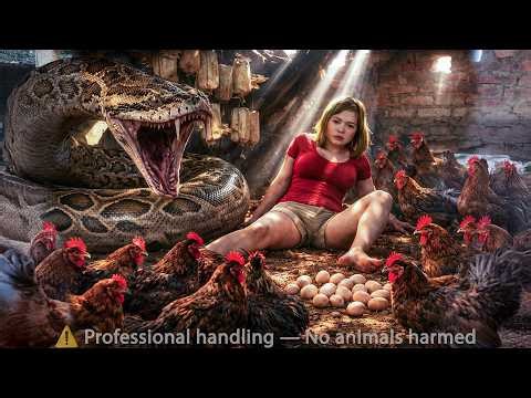 Timelapse -- Terrifying! giant, ferocious python invades the farm and closes in on the chicken coop