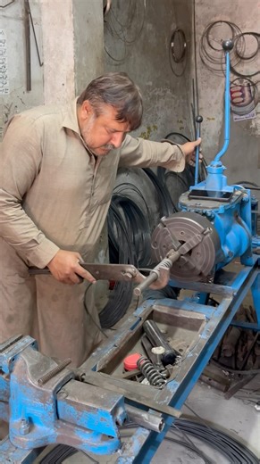 Heavy Duty Iron Wire Spring Making on Vintage Old Lathe Machine | Simple & Strong DIY #shorts
