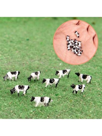 10pcs HO/N Scale Model Cows, Miniature Farm Animal Models, Suitable For Model Railway Layout, Farm Toys, Dollhouse, Mini Animals, Small World, Toy Figurines, Chickens | SHEIN