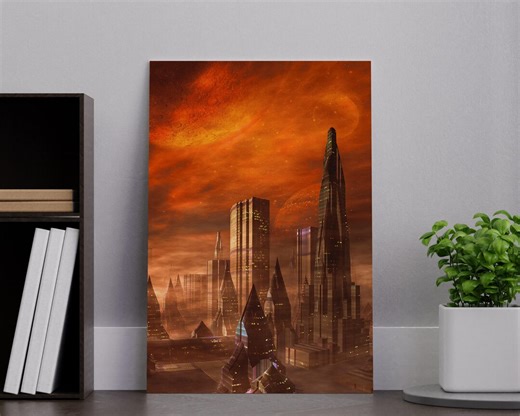 Futuristic City Canvas, Sci Fi Skyline Wall Art - Etsy