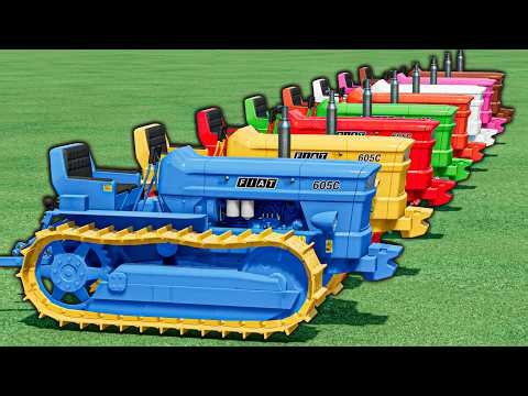 Transporting Colored Mini Tractors ! Giant Truck & Small Tractor Action | FS22