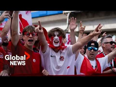 Fans celebrate after Canada beats South Africa 1-0 in World Cup knockout match