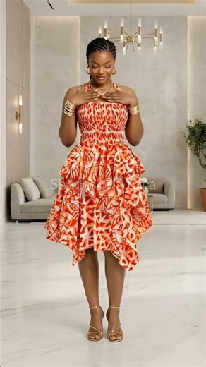 This Red Print Halter Dress Is Everything ✨ | Smocked Bodice + Ruffle Handkerchief Hem Style #ankara