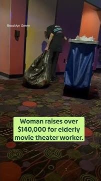 Watch the moment elderly movie theater worker finds out over $140k was raised for her