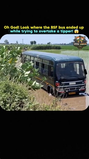 Look Where the BSF bus ended up while trying to overtake a tipper! 😱 #army #shorts #ytshorts #bsf
