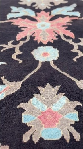 Meshkabad Vintage Black Fine Wool Hand Knotted Persian Rug