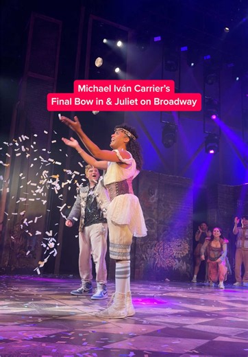 A moment that is theirs. Happy trails to @Michael Iván Carrier after more than 1,000 (!!) shows 🥹💖 #andjuliet #broadway #musicaltheatre
