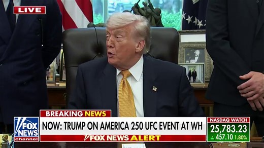 JUST NOW: UFC Featherweight Champion Ilia Topuria thanks President Trump for the "opportunity to build the biggest event in sports history."TOPURIA: "I also want to thank God to give us this beautiful day and to to give us the opportunity to experience how it feels to be in our Oval Office.""It's going to be amazing and we want to thank you for this opportunity... And I never thought you will be so kind."TRUMP: "Well, I have a false image."