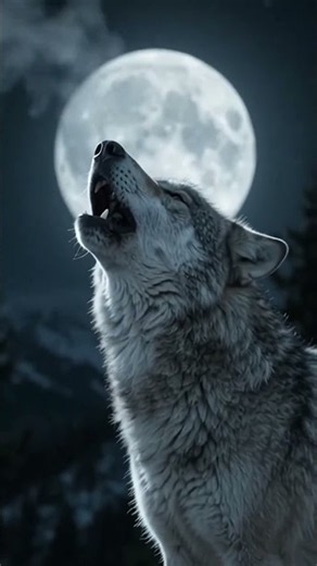 Majestic Wolf Howling Under the Full Moon