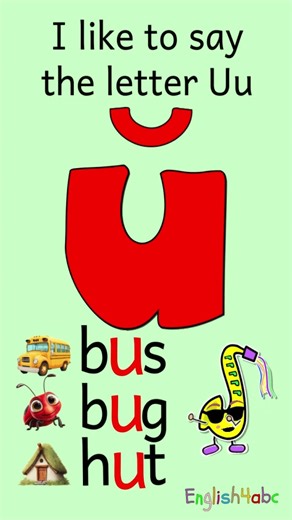 Short Vowel Ŭŭ — I like to Say the Letter U! | Bus, Bug, Hut