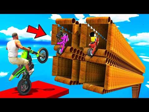 SHINCHAN AND FRANKLIN TRIED THE IMPOSSIBLE GIANT FOUR PIPE TUNNELS PARKOUR CHALLENGE GTA 5