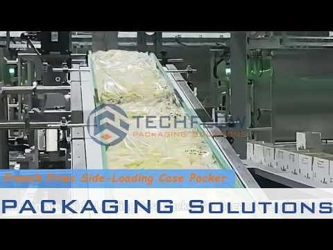 Automated side loading case packer for bagged french fries -Techflow Carton Packaging Sytems