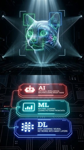 AI vs Machine Learning vs Deep Learning in 1 Minute #Shorts