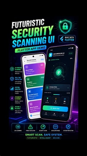 SecureScan AI 🔐 | Futuristic Security Scanning UI | Flutter App #shorts #viral #ui #ux #flutter #ai