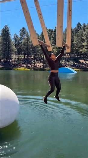 Incredible Ninja Warrior Water Course Run 🏃 #waterobstacle #obstaclecourse #waterchallenge #shorts