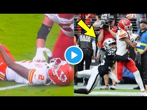 Chiefs' WR Tyquan Thornton CARTED OFF with HORRIFIC ANKLE FRACTURE vs Raiders | Thornton injury
