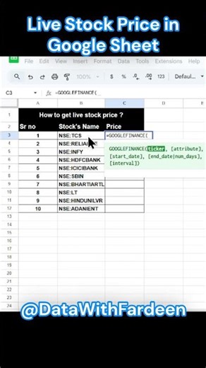 Get Live Stock Prices in Google Sheets 🔥 | GOOGLEFINANCE Formula Explained