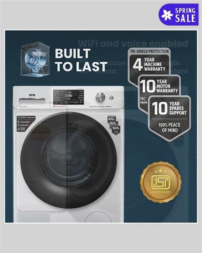 IFB 9 Kg 5 Star Powered by AI with 9 Swirl Wash, WiFi, Fully Automatic Front Load Washing Machine...