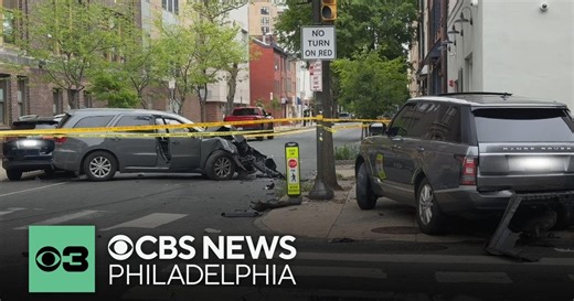 Video shows 4-car, chain reaction crash in Center City Philadelphia