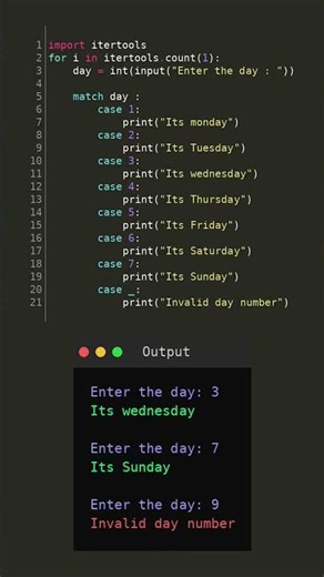 #python #pythonprogramming #Python match-case Explained | Day of the Week Program