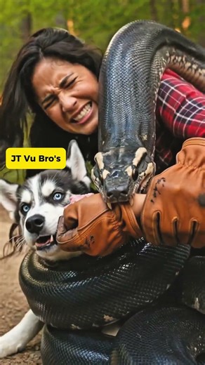 Shocking Woman vs Giant Python to Save husky! 🐕‍🦺
