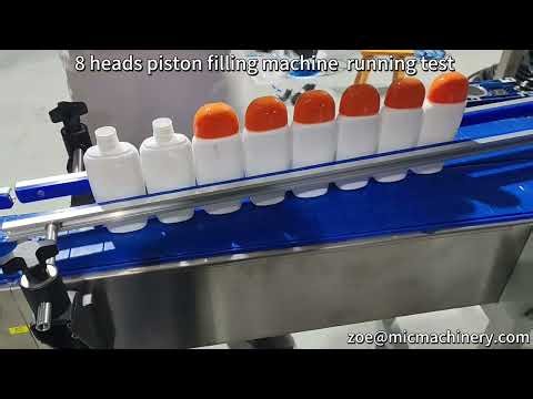 8 heads piston filling machine running test 2