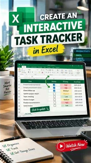 Create an Interactive Task Tracker in Excel ☑️ #Shorts