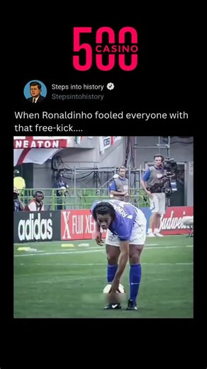 step into history on Instagram: "Ronaldinho's iconic free-kick against England in the 2002 World Cup quarter-final is widely regarded as one of the most magical moments in football history. Taking a free-kick from approximately 35 yards out on the right touchline, Ronaldinho curled the ball over the head of England goalkeeper David Seaman, who had stepped forward, leaving the net exposed. The goal, which came just after halftime, proved decisive in Brazil's 2-1 victory and propelled them to thei