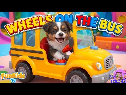Baby Dog on the Bus 🐶 Funny Cartoon Song | Wheels on the Bus 3D | Nursery Rhymes & Kids Songs