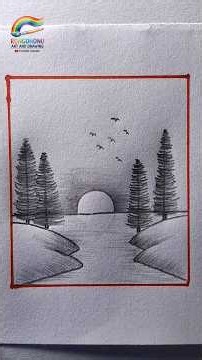 Beautiful Sunset Scenery Drawing Step by Step