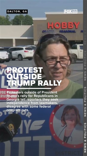Protesters gather outside of Trump midterm rally in Georgia