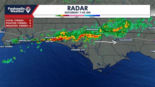 Here's a look at Live Doppler Radar this evening where you can see the rain moving west to east across our area. While there is heavy rain in this line and we have seen a couple strikes of lightning... it is not severe. The stronger storms will develop later today (late AM/afternoon). Download the Panhandle Weather App now at Onelink.to/panhandleweather | Panhandle Weather