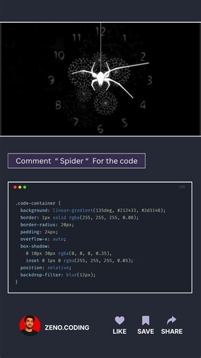 Interactive Spider Clock using HTML Css and Javascript 🕷️