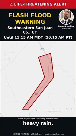 Flash Flood Warning: Southeastern San Juan County, UT until 11:15 AM MDT #Shorts