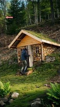 Off-Grid Cabin Build in the Wild 🌲🔥 #OffGrid #CabinBuild #Survival #outdoor #Shorts #bushcraft