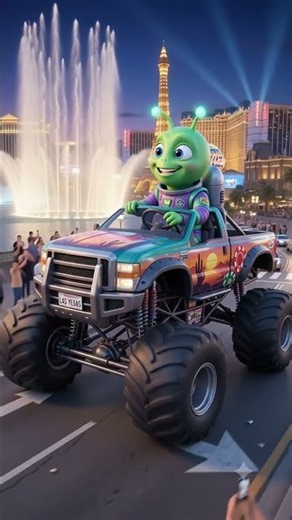 Alien's First Time in Las Vegas! 🚗💥 #3danimation #pixarstyle #alienfx #alieninnyc #animatedshortfilm