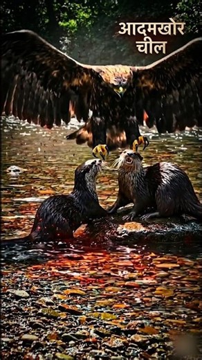Man-Eating Eagle: When the Sky Hunter Attacked Otters! 🦅🆚🦦 #shorts #wildlife #animals