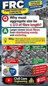 Why Must Aggregate Size Be ≤ ⅔ of Fibre Length? 🏗️ #shorts #trending #civilengineering