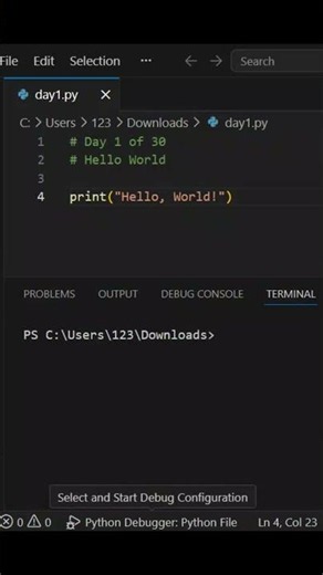 Python for Beginners: Day 1/30 #python