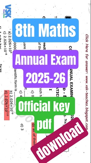 #shorts Class 8 Maths Annual Question Paper 2026 | Official Answer Key Included