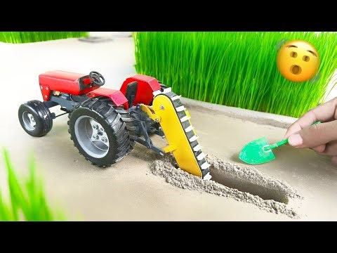 DIY Mini Tractor Trench Digger | Amazing Farming Science Project #dieselengine #farming