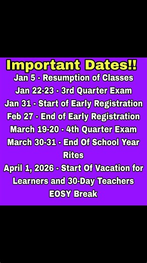 Mark your calendars! Here are the remaining important calendar days to remember for SY 2025-2026. #depedUpdatesPhilippines #calendar #DepEdPhilippines | DepEd Updates Philippines