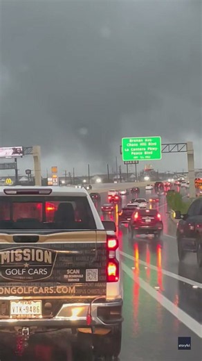 Tornado Crosses Freeway During Rush Hour in San Antonio