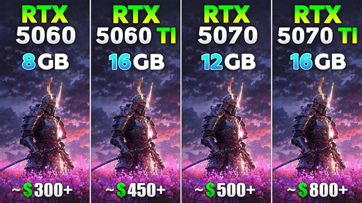 RTX 5060 vs RTX 5060 Ti vs RTX 5070 vs RTX 5070 Ti - Test in 10 games