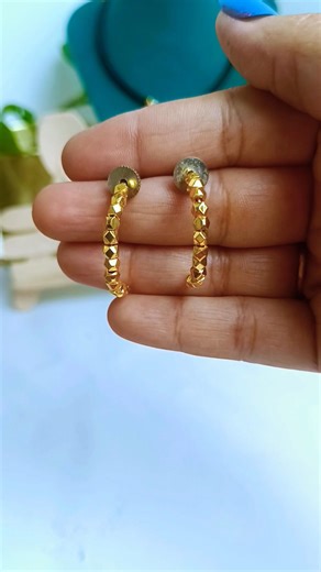 1 Minute Earrings|Golden Hoops|Weightless Golden Bead Hoops ✨Perfect for Daily Wear+Office+ College💛