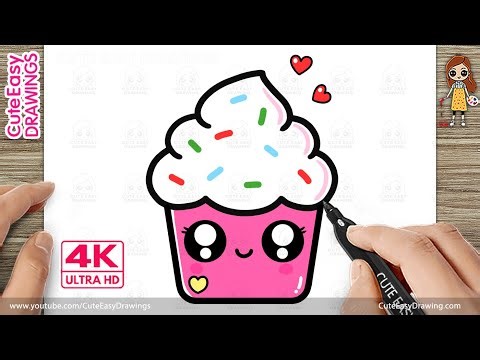 How to Draw a Cute Kawaii Cupcake | Easy Step-by-Step for Kids and Toddlers! | 4K Ultra HD